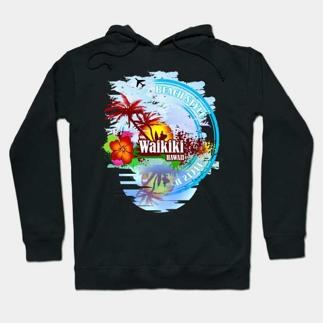 Waikiki Hawaii Hoodie by dejava